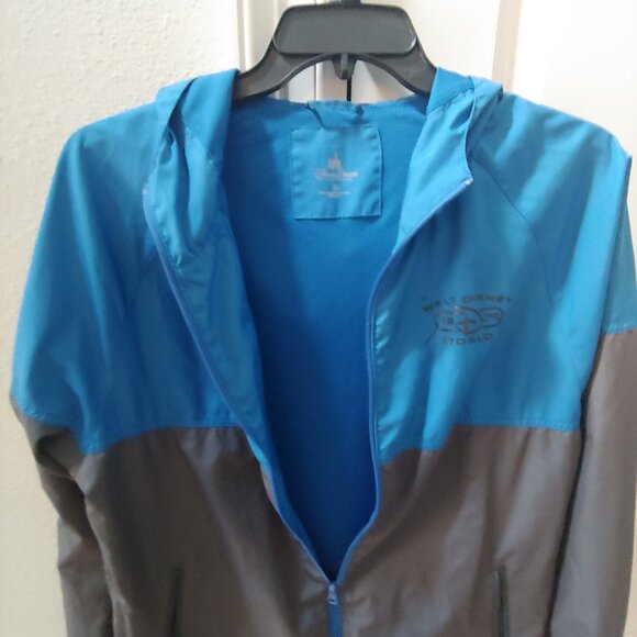 Walt Disney World 1971 Full Zip Hooded Rain Jacket Blue Gray Medium - Picture 3 of 4